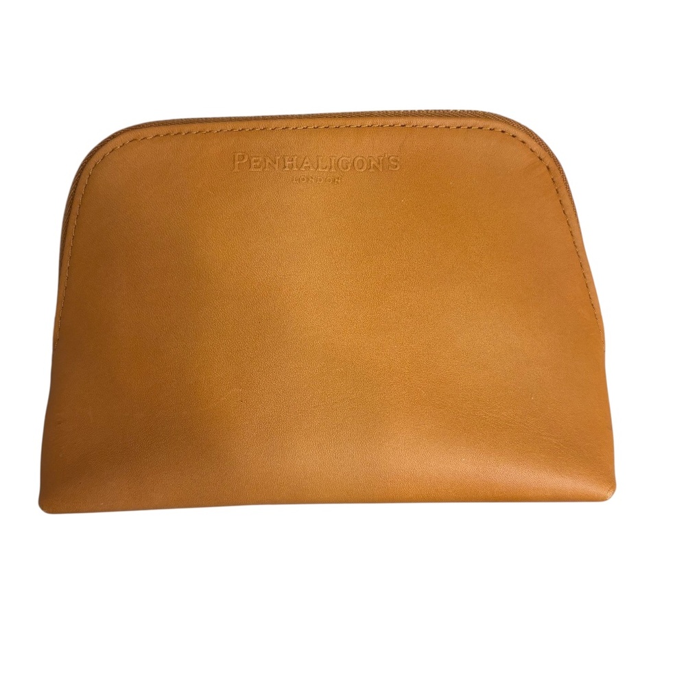 Penhaligons brown tan leather cosmetic bag